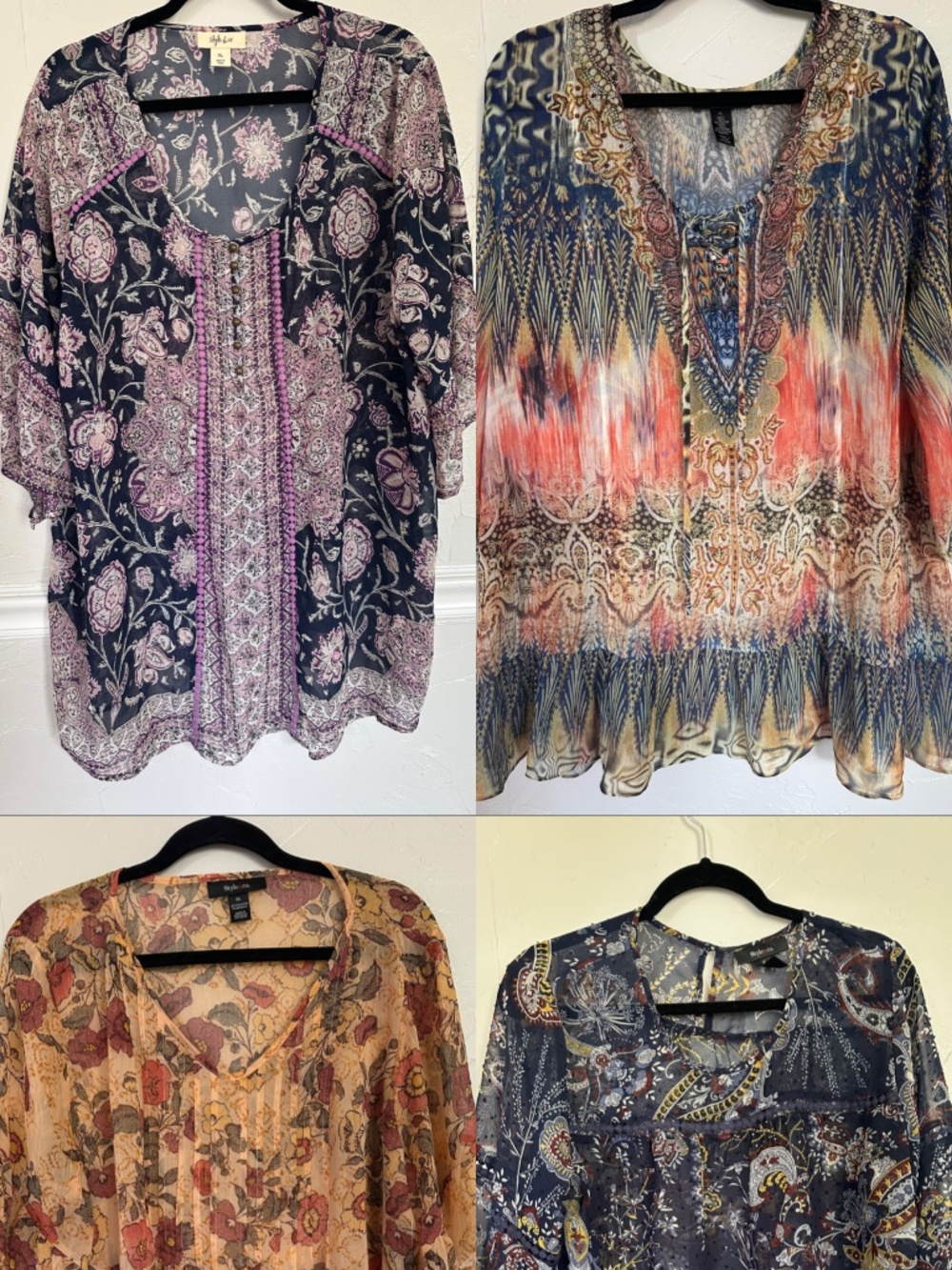 BUNDLE of 4 Style & Co. Chiffon Blouses XL